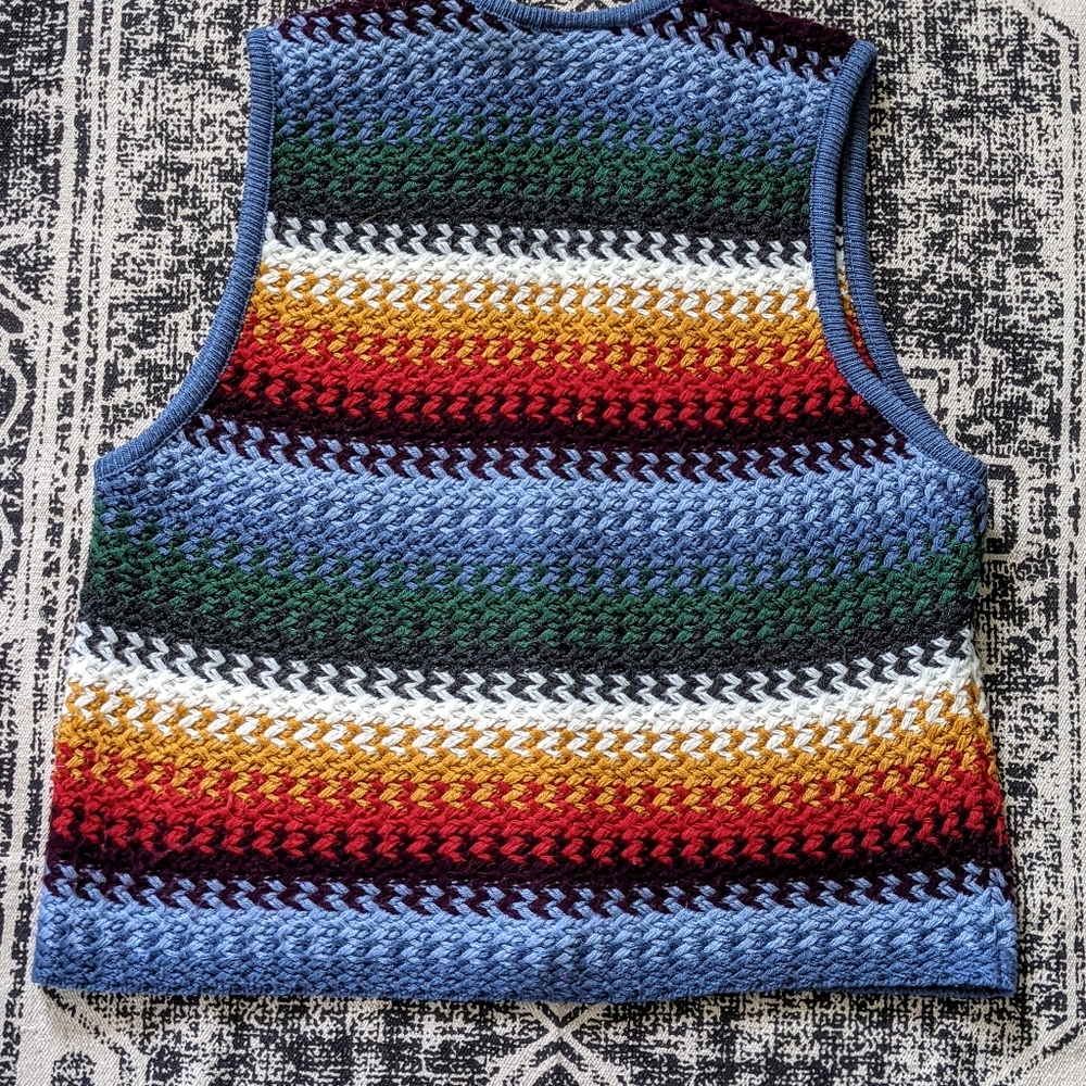 SOLD Crochet Knit Sweater Vest Earthy - Picture 4 of 16